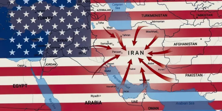 Trump publica un mapa cubierto por la bandera estadounidense con flechas que apuntan a Irán