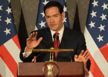 El secretario de Estado de Estados Unidos, Marco Rubio, habla durante una conferencia de prensa en Nueva Delhi, India, el 24 de mayo de 2026. (Foto AP/Manish Swarup)