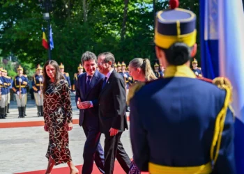 El presidente Isaac Herzog se reúne con su homólogo rumano, Nicusor Dan, en Bucarest el 29 de junio de 2026. (Kobi Gideon/GPO)