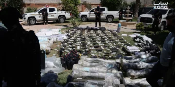 Armas destinadas a Hezbolá en el Líbano que fueron incautadas por las autoridades sirias el 16 de julio de 2026. (SANA)