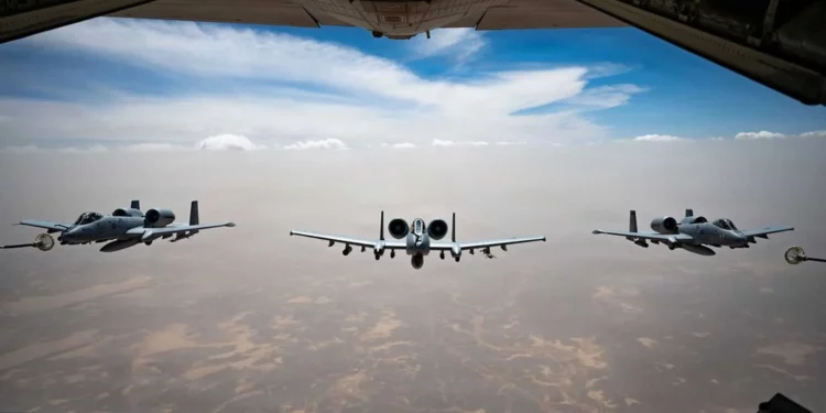 HC-130J reabastece en vuelo al A-10C Thunderbolt II en Oriente Medio