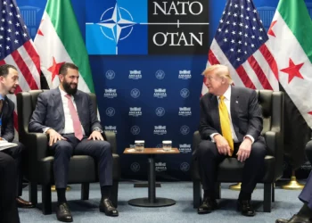 El presidente de Estados Unidos, Donald Trump, se reúne con el presidente sirio, Ahmad al-Sharaa, al margen de la cumbre de la OTAN celebrada en Ankara (Turquía), el miércoles 8 de julio de 2026. (Foto AP/Alex Brandon)