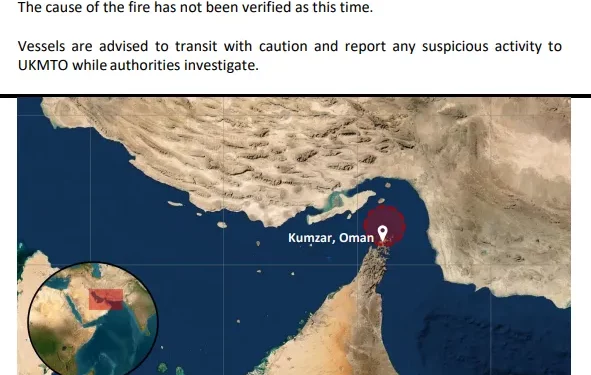 La UKMTO informa de un barco en llamas en el estrecho de Ormuz