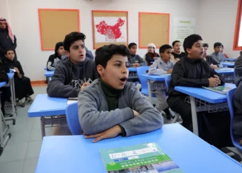 Illustrative: Pupils attend a Mandarin language lesson at a school in Riyadh, Saudi Arabia, on February 2, 2025. (Fayez Nureldine/AFP)
