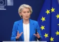 European Commission President Ursula von der Leyen speaks during a media conference regarding energy at EU headquarters in Brussels, Monday, April 13, 2026. (AP Photo/Omar Havana)