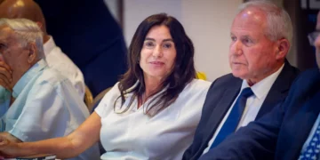 Transportation Minister Miri Regev attends a Likud party conference ahead of the party’s primary elections in the northern city of Haifa, August 4, 2026. (Sharon Leibel/Flash90)