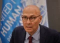 El Alto Comisionado de las Naciones Unidas para los Derechos Humanos, Volker Turk, habla con los medios de comunicación durante una conferencia de prensa en Beirut, Líbano, el 27 de julio de 2026. (AP/ Hassan Ammar)