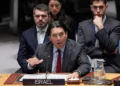 Israel's Ambassador to the United Nations Danny Danon speaks during a meeting of the Security Council at UN headquarters, March 11, 2026. (AP Photo/Seth Wenig)