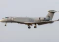 A U.S. Air Force EA-37B Compass Call electronic warfare jet was part of a specialized air package flying near the Russian Kaliningrad enclave on Tuesday.