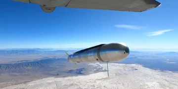 Misil de crucero AGM-190A Havoc Spear durante su evaluación por el Mando de Operaciones Especiales de la Fuerza Aérea de Estados Unidos.