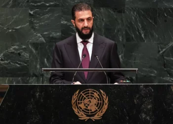 El presidente de Siria, Ahmed al-Sharaa, habla durante la 81.ª sesión de la Asamblea General de la ONU el 23 de septiembre de 2026.