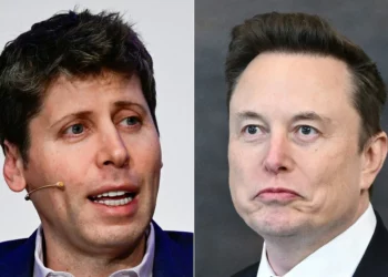 This combination of pictures created on February 11, 2025 shows (L-R) OpenAI CEO Sam Altman in Berlin on February 7, 2025, and Elon Musk at US President Donald Trump’s inauguration ceremony in Washington, DC, on January 20, 2025. (John MacDougall and Saul Loeb/AFP)