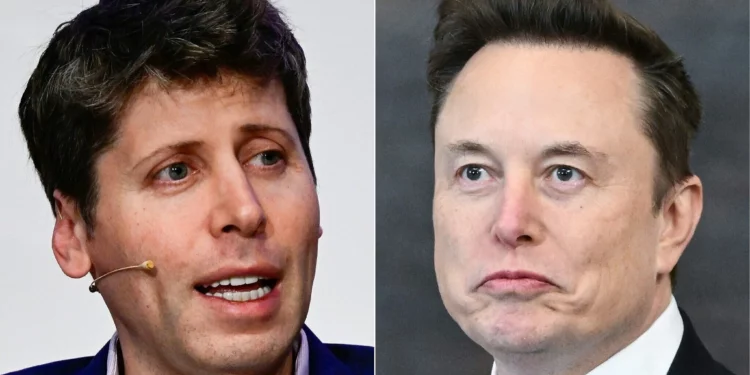This combination of pictures created on February 11, 2025 shows (L-R) OpenAI CEO Sam Altman in Berlin on February 7, 2025, and Elon Musk at US President Donald Trump’s inauguration ceremony in Washington, DC, on January 20, 2025. (John MacDougall and Saul Loeb/AFP)