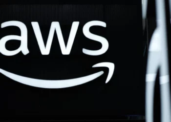 The logo of Amazon Web Services (AWS) is seen during the opening of the Hannover Messe industrial trade fair for mechanical and electrical engineering and digital industries, on March 31, 2025 in Hanover, northern Germany. (Photo by RONNY HARTMANN / AFP)