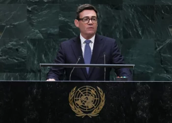 El primer ministro británico Andy Burnham interviene en la 81.ª sesión de la Asamblea General de la ONU, el 22 de septiembre de 2026.