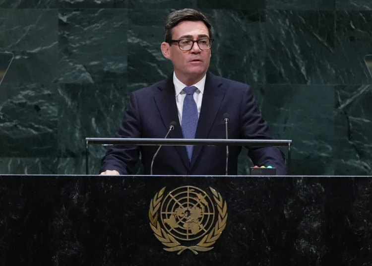 El primer ministro británico Andy Burnham interviene en la 81.ª sesión de la Asamblea General de la ONU, el 22 de septiembre de 2026.