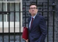 Britain’s Prime Minister Andy Burnham leaves 10 Downing Street to attend the weekly Prime Ministers’ Questions session in Parliament in London, September 9, 2026. (AP Photo/Kin Cheung)