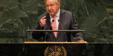 El secretario general de la ONU, Antonio Guterres, habla durante la 81.ª sesión de la Asamblea General de las Naciones Unidas, el 22 de septiembre de 2026.