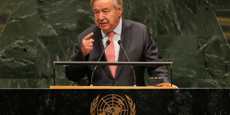 El secretario general de la ONU, Antonio Guterres, habla durante la 81.ª sesión de la Asamblea General de las Naciones Unidas, el 22 de septiembre de 2026.