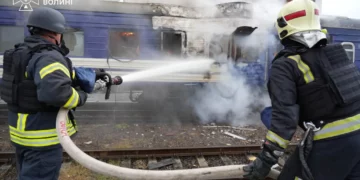 Secuelas de un ataque ruso con drones en Lutsk el 12 de septiembre de 2026.