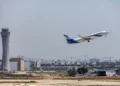 An El Al plane takes off at Ben Gurion Airport, outside Tel Aviv, August 4, 2026. (Yossi Aloni/Flash90)