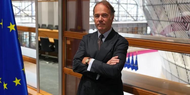 European Union Counter-Terrorism Coordinator Bartjan Wegter poses prior to an interview with The Associated Press in Brussels, September 3, 2026. (Virginia Mayo/AP)
