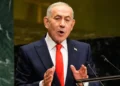 El primer ministro Benjamín Netanyahu habla durante la 81.ª sesión de la Asamblea General de las Naciones Unidas en la sede de la ONU, el 24 de septiembre de 2026.