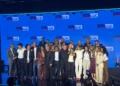 El partido B’Yachad presenta su lista de candidatos para las elecciones de 2026 en Tel Aviv, 6 de septiembre de 2026.