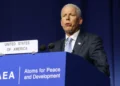 United States Secretary of Energy Chris Wright speaks during the annual General Conference of the International Atomic Energy Agency (IAEA) in Vienna, Austria, September 14, 2026. (AP Photo/Heinz-Peter Bader)