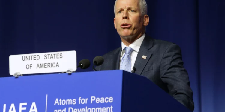 United States Secretary of Energy Chris Wright speaks during the annual General Conference of the International Atomic Energy Agency (IAEA) in Vienna, Austria, September 14, 2026. (AP Photo/Heinz-Peter Bader)