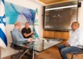 From R to L: Avi Atiya, VP of Information Systems and Digital at Clalit, Nadav Zafrir, CEO of Check Point, and Prof. Eytan Wirtheim, CEO of Clalit, in an image published on September 28, 2026. (Raanan Cohen/Clalit)