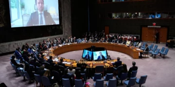 Illustrative: Clément Delangue, CEO of and co-founder of Hugging Face, speaks remotely during a UN Security Council meeting, New York City, September 23, 2026. (AP Photo/Yuki Iwamura)