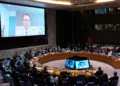 Dario Amodei, director ejecutivo de Anthropic, interviene a distancia ante el Consejo de Seguridad de la ONU sobre inteligencia artificial el 23 de septiembre de 2026.