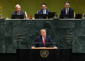 US President Donald Trump speaks during the 81st United Nations General Assembly at the United Nations Headquarters in New York, on September 22, 2026. (Brendan SMIALOWSKI/POOL/AFP)