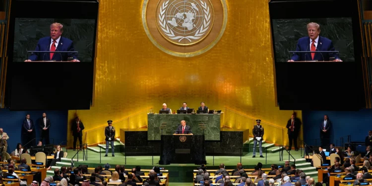 Donald Trump habla durante la 81.ª sesión de la Asamblea General de la ONU el 22 de septiembre de 2026.