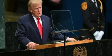 US President Donald Trump addresses the 81st United Nations General Assembly at the United Nations Headquarters in New York, on September 22, 2026. (ANGELA WEISS/AFP)