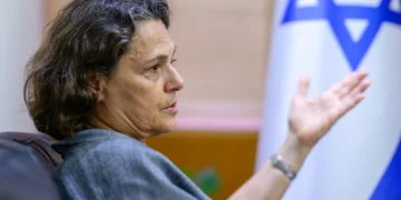 Israeli Ambassador to Thailand Alona Fisher-Kamm gestures during an interview with AFP at the Embassy of Israel in Bangkok on September 15, 2026. (ANTHONY WALLACE/AFP)