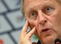 Ireland’s Icelandic head coach Heimir Hallgrimsson speaks during a press conference after the UEFA Nations League football match between Israel and Ireland in Debrecen, Hungary, on September 27, 2026. (Attila KISBENEDEK/AFP)