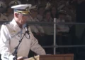 Israeli Navy chief Vice Adm. Eyal Harel speaks at an officers' graduation ceremony at the Haifa Naval Base, September 8, 2026. (Screenshot: Israel Defense Forces)