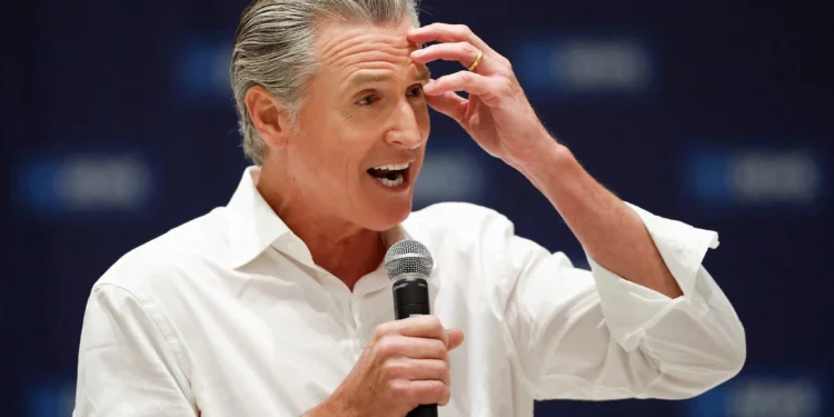 California Governor Gavin Newsom speaks at a rally September 5, 2026, in Monroe, North Carolina. (AP Photo/Nell Redmond)