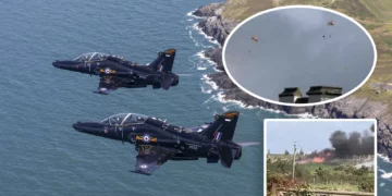 Hawk T2 de la Royal Air Force antes del accidente cerca de RAF Valley
