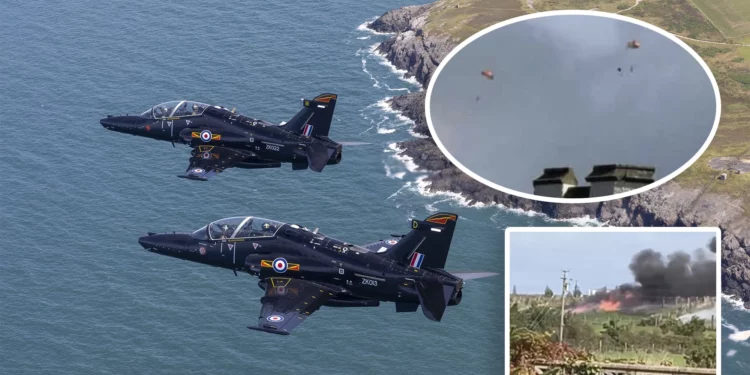 Hawk T2 de la Royal Air Force antes del accidente cerca de RAF Valley