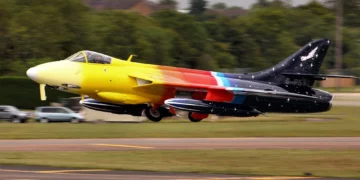 Hawker Hunter N345AX antes del accidente frente a California