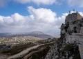 A view of the Ali Taher ridge from Beaufort Castle in southern Lebanon, July 7, 2026. (Emanuel Fabian/Times of Israel)