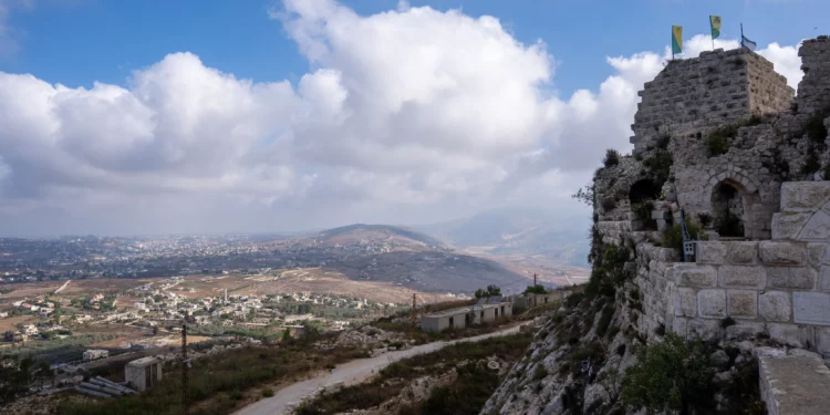A view of the Ali Taher ridge from Beaufort Castle in southern Lebanon, July 7, 2026. (Emanuel Fabian/Times of Israel)