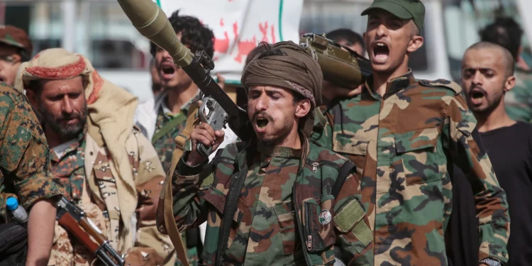 Yemen’s Houthi rebels march during a mobilization campaign in Sanaa, Yemen, September 10, 2026. (AP Photo)