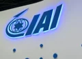 Cartel de Israel Aerospace Industries en el Salón Aeronáutico de Singapur, el 3 de febrero de 2026.