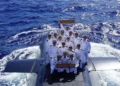 Marineros de la Armada israelí sobre el INS Drakon en una imagen publicada el 23 de septiembre de 2026.