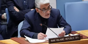 Iranian Ambassador to the United Nations Amir Saeid Iravani speaks during a Security Council meeting at UN headquarters, March 11, 2026. (AP Photo/Seth Wenig)