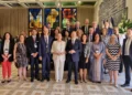 El presidente israelí Isaac Herzog con diplomáticos y funcionarios europeos en la ceremonia de Horizon Europe en Jerusalén, el 8 de septiembre de 2026.